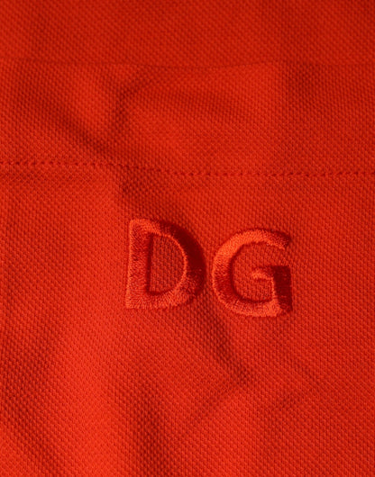 قميص بولو كاجوال بأزرار من القطن باللون البرتقالي من دولتشي آند غابانا