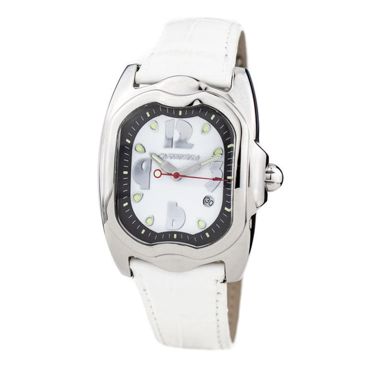 Chronotech White Leather Dress Watch