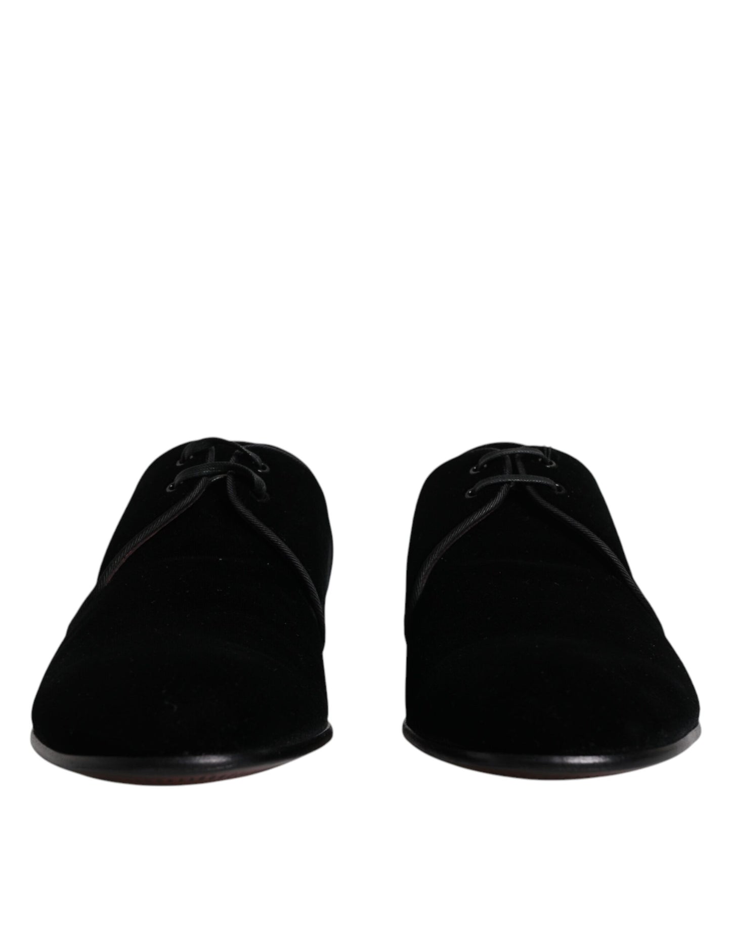 حذاء ديربي دولتشي آند غابانا أسود مخملي من الجلد برباط