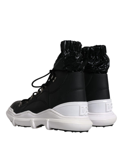 Dolce & Gabbana Black Nylon Galileo High Top Sneakers Shoes