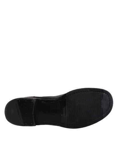 حذاء دولتشي آند غابانا من الجلد الأسود بقصة متوسطة الطول