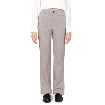 Only Beige Polyester Flared Pants
