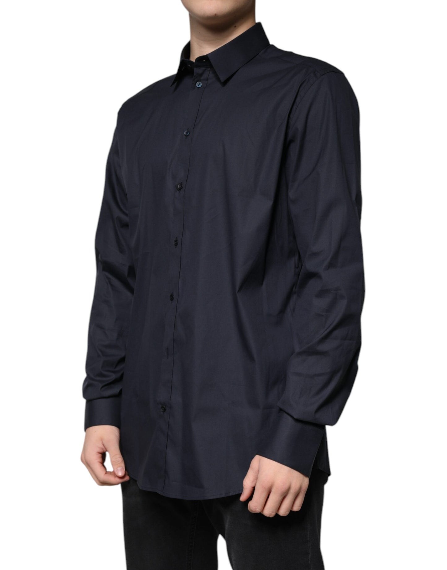 قميص دولتشي آند غابانا الرسمي باللون الأسود من مزيج القطن الذهبي