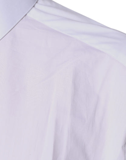 قميص دولتشي آند غابانا أبيض من القطن بأكمام طويلة وياقة