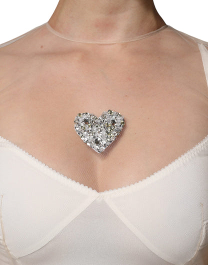 فستان دولتشي آند غابانا أبيض شفاف من التول وصدرية ضيقة متوسط ​​الطول