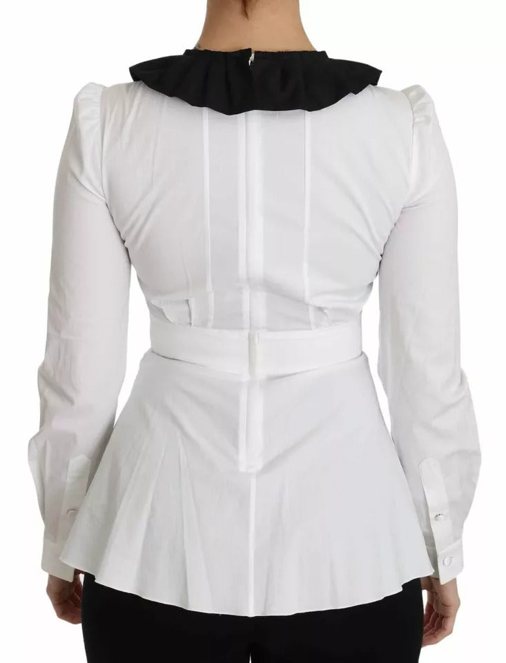 قميص وبلوزة دولتشي آند غابانا أسود وأبيض بأزرار مزخرفة