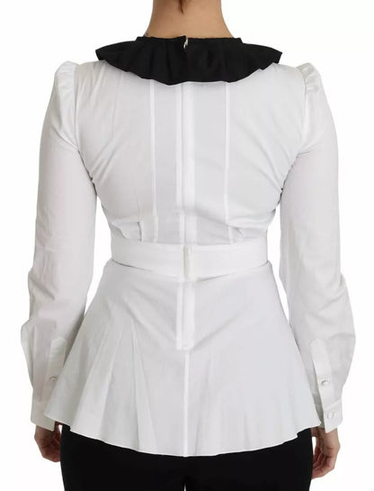 قميص وبلوزة دولتشي آند غابانا أسود وأبيض بأزرار مزخرفة