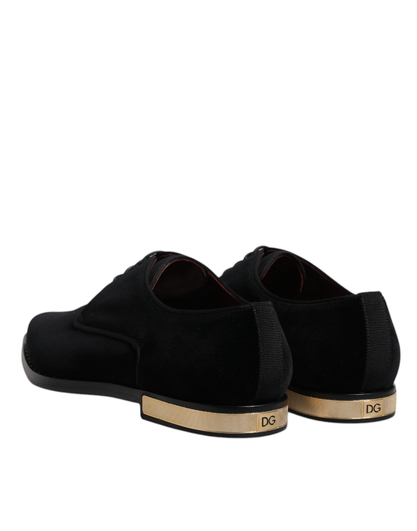 حذاء ديربي دولتشي آند غابانا أسود من المخمل القطني برباط