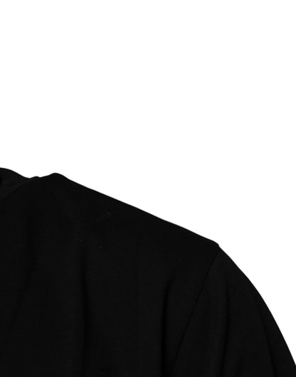 تي شيرت دولتشي آند غابانا أسود من القطن بنقشة جلد النمر مع رقبة دائرية