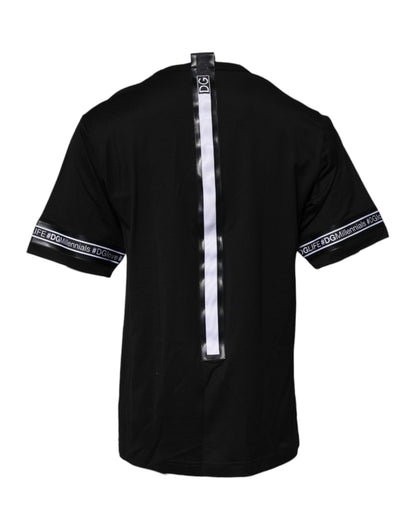 تي شيرت دولتشي آند غابانا أسود من القطن برقبة دائرية #DGMILLENNIALS