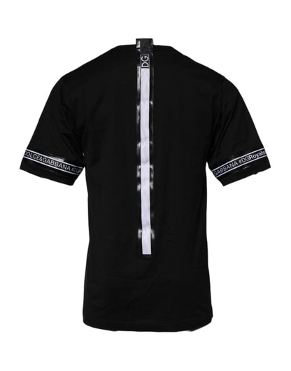 تي شيرت دولتشي آند غابانا أسود من القطن برقبة دائرية #DGMILLENNIALS