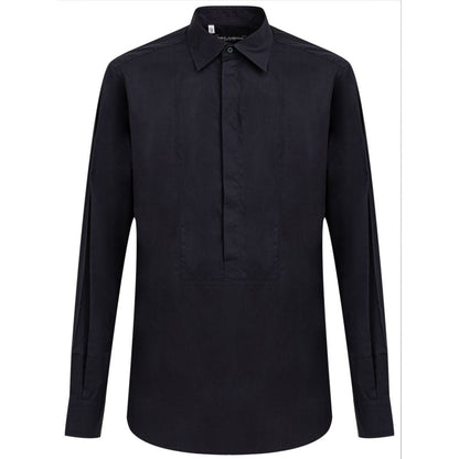 Dolce & Gabbana Navy Blue Cotton Dress Shirt