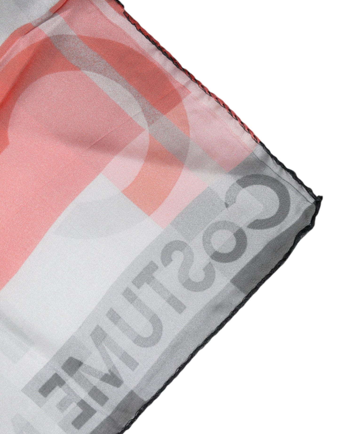 Costume National Gray Red Silk Square Neck Wrap Scarf