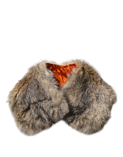 Dolce & Gabbana Brown Fur Shoulder Collar Neck Wrap Scarf