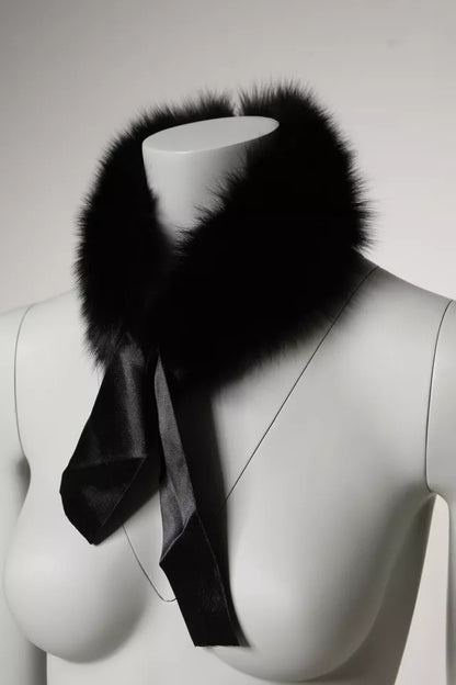 Dolce & Gabbana Black Fur Shoulder Collar Wrap Shawl Scarf