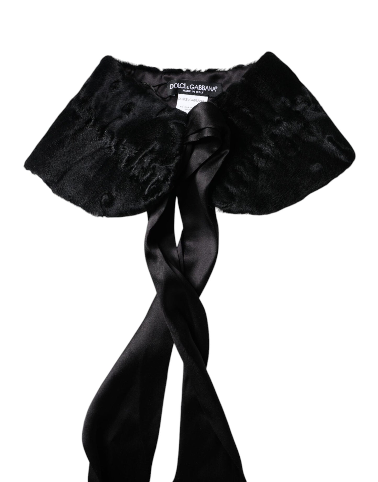 وشاح شتوي دافئ للرقبة من فرو الحمل الأسود من دولتشي آند غابانا للنساء
