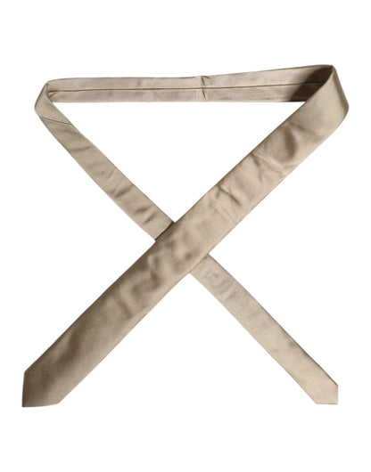 Dolce & Gabbana Beige Solid Silk Adjustable Necktie Tie