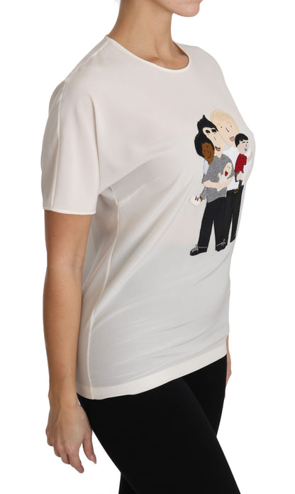 تي شيرت دولتشي آند غابانا الحريري الأبيض المرن #dgfamily