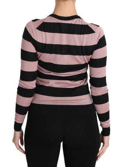 سترة كارديجان من الكشمير بنقشة زهور وردية من دولتشي آند غابانا