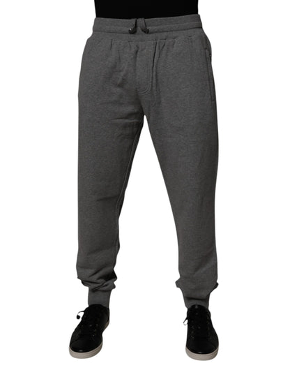 Dolce & Gabbana Gray Logo Cotton Jogger Men Sweatpants Pants