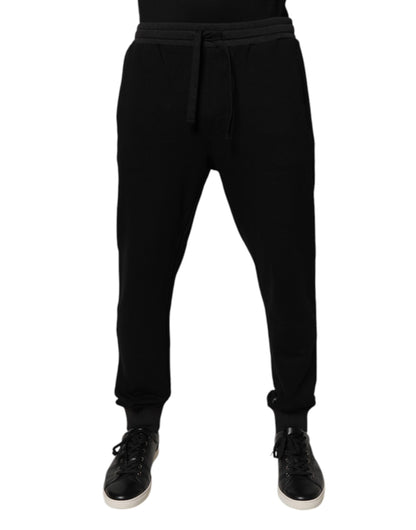 Dolce & Gabbana Black Logo Men Jogger Cotton Sweatpants Pants