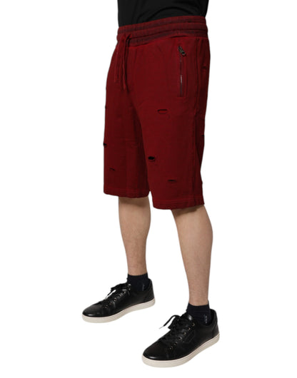 Dolce & Gabbana Maroon Rip Style Bermuda Sweatshorts Shorts