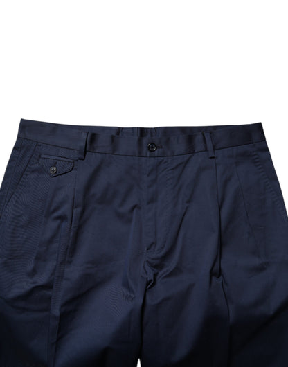Dolce & Gabbana Dark Blue Cotton Mid Waist Men Bermuda Shorts