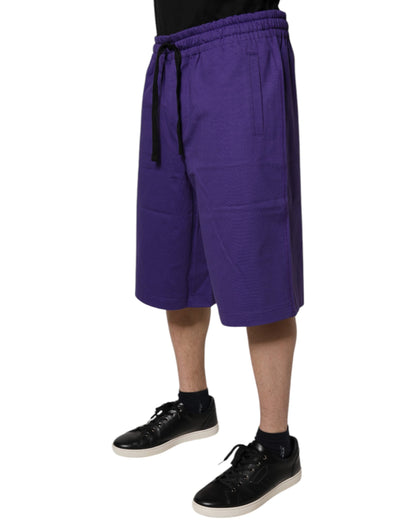 Dolce & Gabbana Purple Cotton Men Bermuda Sweatshorts Shorts