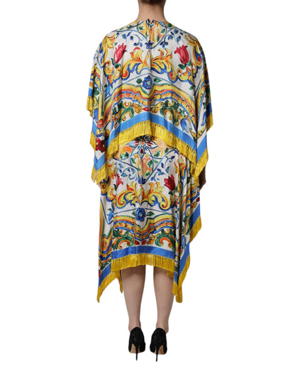 Dolce & Gabbana Multicolor Majolica Kaftan Short Sleeves Maxi Dress