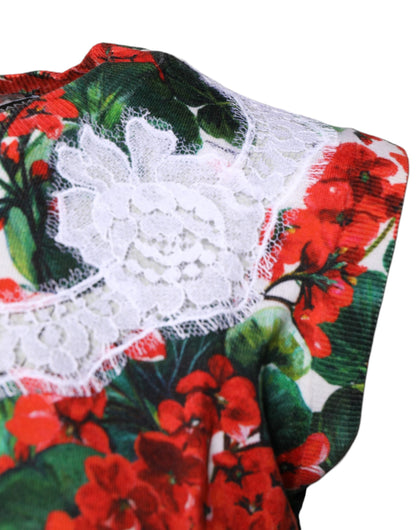 بلوزة دولتشي آند غابانا متعددة الألوان بدون أكمام من الدانتيل المزهر