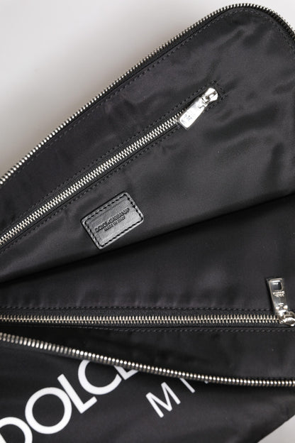 حقيبة كلاتش من النايلون بطبعة DG Milano باللون الأسود من Dolce &amp; Gabbana