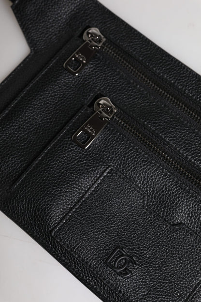 حقيبة كروس بودي من دولتشي آند غابانا مصنوعة من جلد العجل الأسود