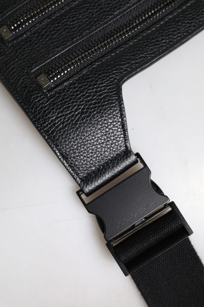 حقيبة كروس بودي من دولتشي آند غابانا مصنوعة من جلد العجل الأسود