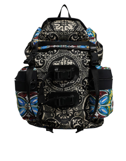 Dolce & Gabbana Multicolor Maiolica Print Nylon Backpack Bag