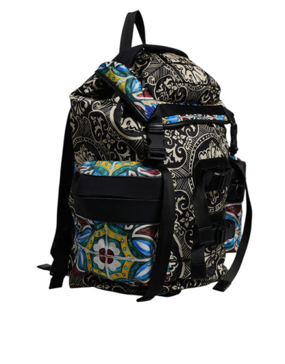 Dolce & Gabbana Multicolor Maiolica Print Nylon Backpack Bag