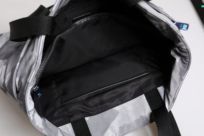 حقيبة دولتشي آند غابانا رمادية من القطن المموه متعددة الأقسام