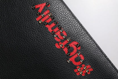 حقيبة كلاتش جلدية سوداء مزينة من دولتشي آند غابانا #DGFamily