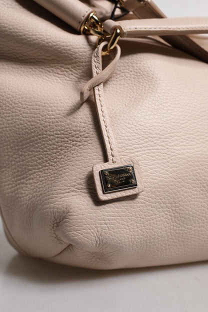 حقيبة دولتشي آند غابانا من جلد الغزال باللون الوردي الفاتح مع لوحة شعار ومقبض علوي