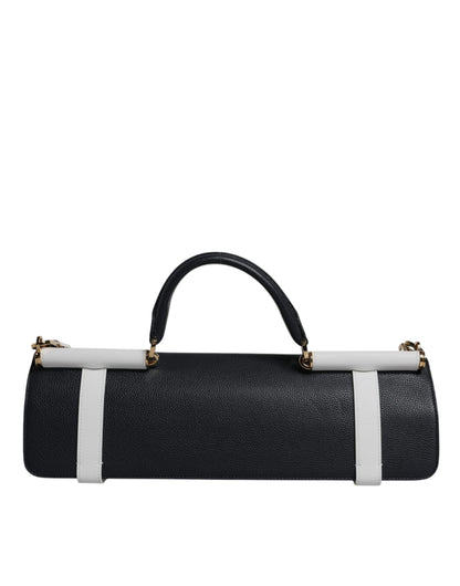 حقيبة كتف دولتشي آند غابانا من جلد العجل باللون الأزرق والأبيض