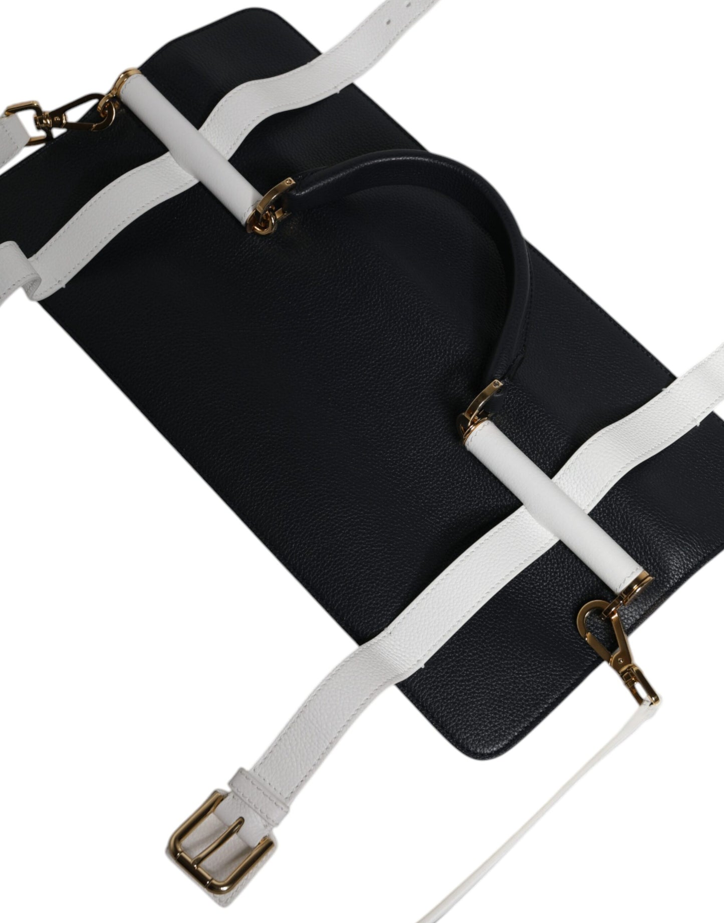 حقيبة كتف دولتشي آند غابانا من جلد العجل باللون الأزرق والأبيض