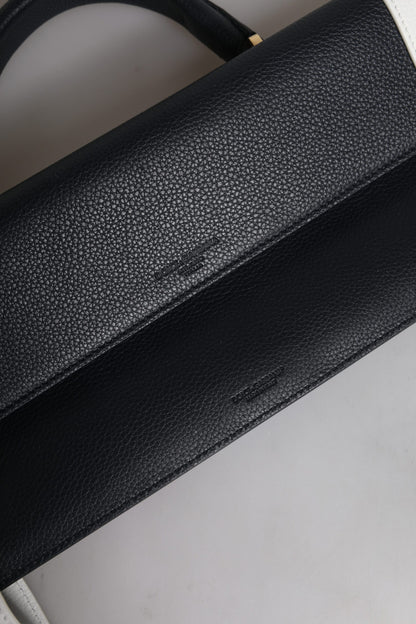 حقيبة كتف دولتشي آند غابانا من جلد العجل باللون الأزرق والأبيض