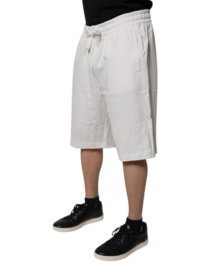 Dolce & Gabbana White Cotton Sweatshorts Men Bermuda Shorts