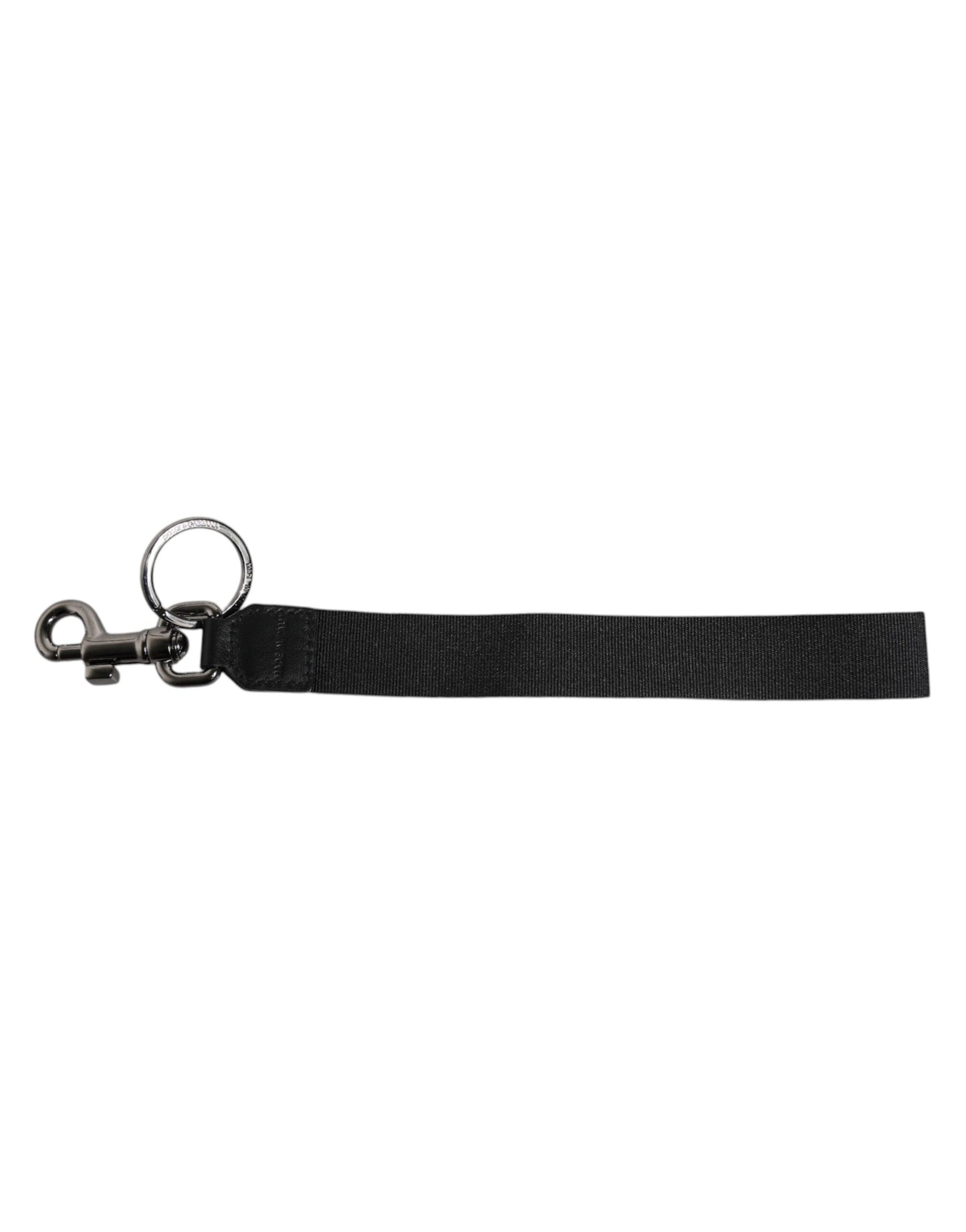 Dolce & Gabbana Black Logo Nylon Silver Brass Men Holder Keychain Keyring