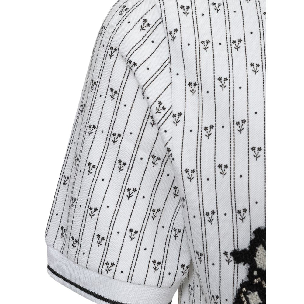 قميص بولو قطني أبيض من دولتشي آند غابانا