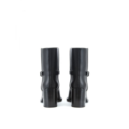 حذاء بربري أسود من الجلد للكاحل