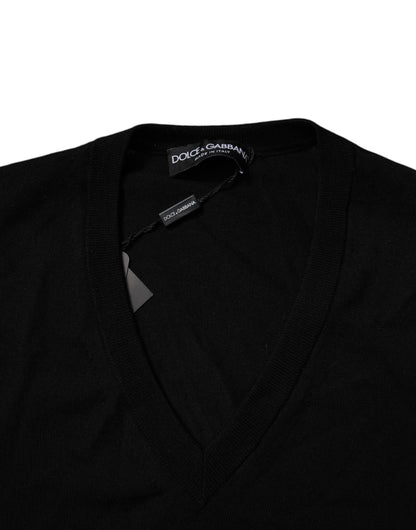 Dolce & Gabbana Black Camouflage V-neck Pullover Sweater