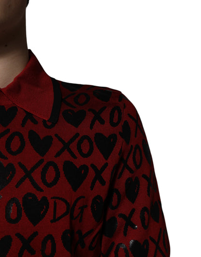 Dolce & Gabbana Red Cotton XOXO Collared Polo T-shirt