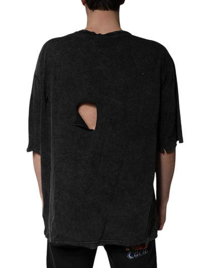 Dolce & Gabbana Black Graphic Print Cotton Crew Neck T-shirt