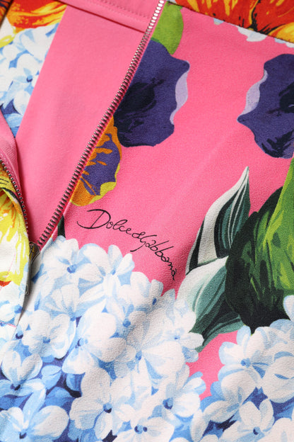 Dolce & Gabbana Multicolor Floral Print High Waist Midi Skirt