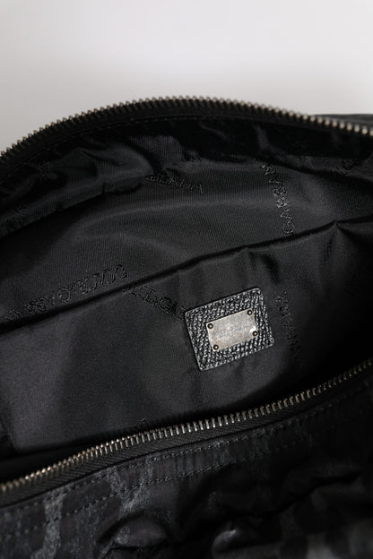 Dolce & Gabbana Black Gray Leopard DG Logo Belt Waist Fanny Pack Bag